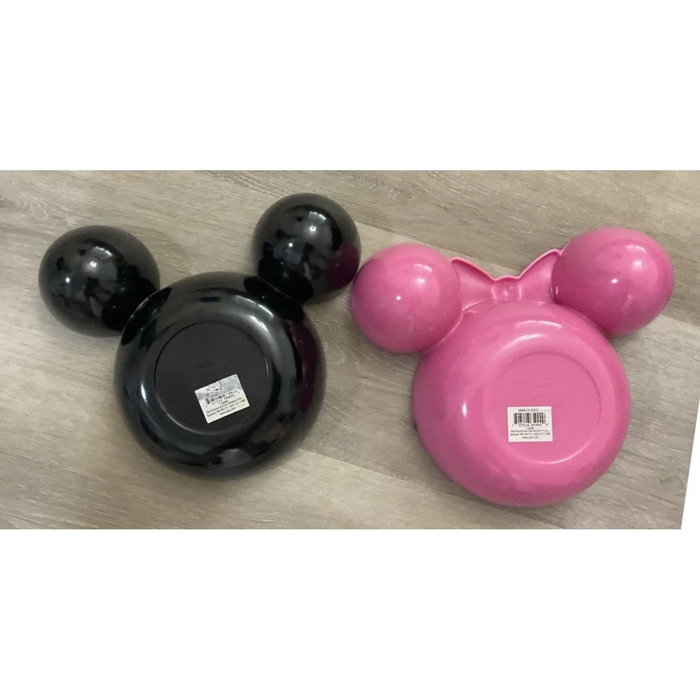 Disney Mickey and Minnie Mouse Melamine Snack Bowls Set of 2 Pink Black Zak